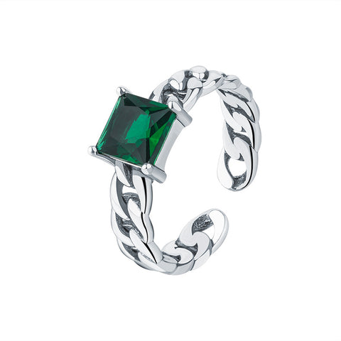 Emerald Retro Cool Wind Chain Index Finger Ring Girl