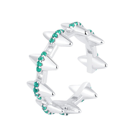 S925 Sterling Silver Emerald Treasure Willow Nail Ring