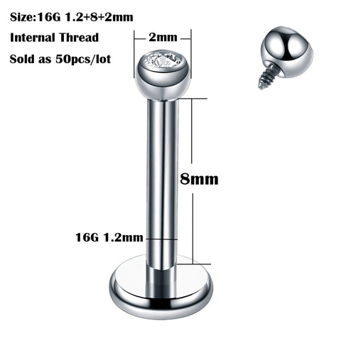 50Pcs/lot Titanium Lip Rings Piercing Labret Ear Tragus Piercings Cartilage Rings Ear Stud Ear Piercings Body Jewelry Piercings