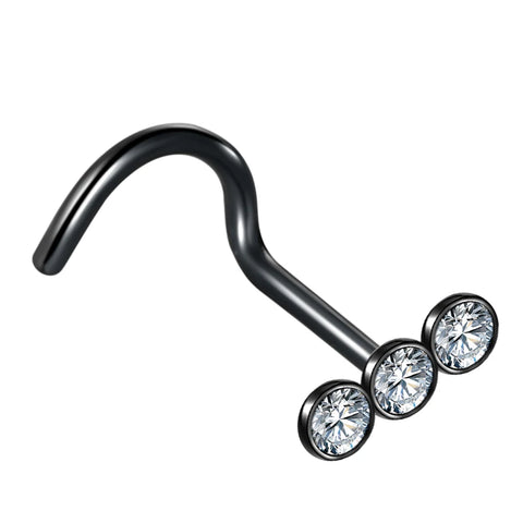 1Pc Stainless Steel Nose Ring Nostril Screw Studs Nose Piercing Zircon Crystal 20G Nostril Earrings Body Piercing Jewelry