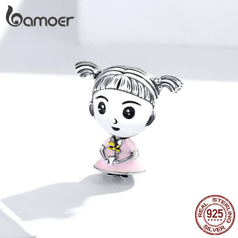 bamoer Family Colleciton Sister & Brother 925 Sterling Silver Charm fit Original Snake Bracelet for Women DIY Bracelet BSC172