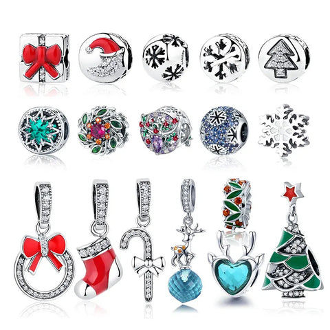 bamoer 925 Sterling Silver Jewelry Christmas Collection Charm Gifts for Women Girl DIY Jewelry fit Original Bracelet Bangle