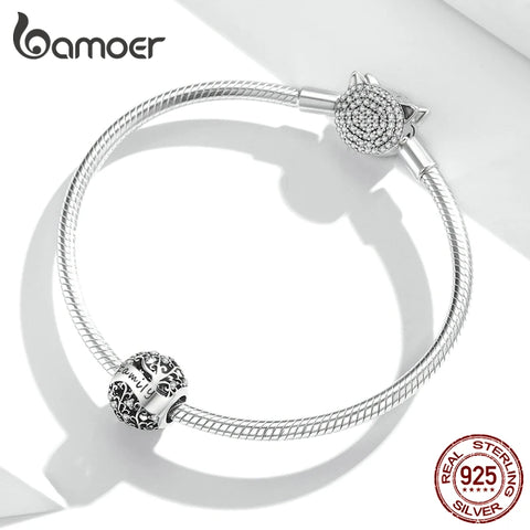 bamoer Family Tree Bead 925 Sterling Silver Charm for Original Bracelet Bangle Women Forever Life DIY Fashion Jewelry BSC489