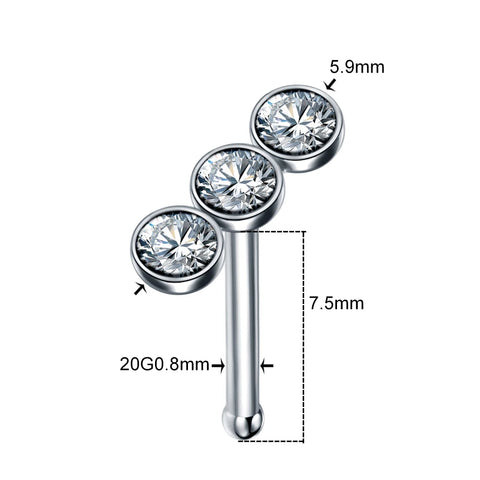 1Pc Stainless Steel Zircon Nose Studs Cz Ear Studs Cartilage Earring for Women Nostril Piercing Body Piercing Jewelry 20G