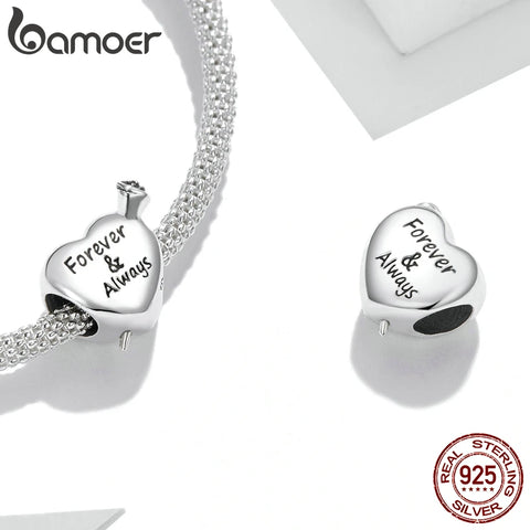 bamoer Rose Forever Love Infinity Love Charm Cross Pendant 925 Sterling Silver for Original Bracelet Bangle DIY Jewelry BSC480