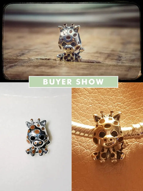 bamoer Authentic 925 Sterling Silver Baby Giraffe Charm for Original Silver DIY Bracelet or Bangle jewelry Make SCC1691