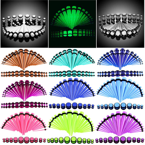 36Pcs/lot Acrylic Ear Gauge Taper Kit With Plug Double O-Ring Ear Stretching Kit Flesh Tunnel Expansion Piercing Body Jewelry