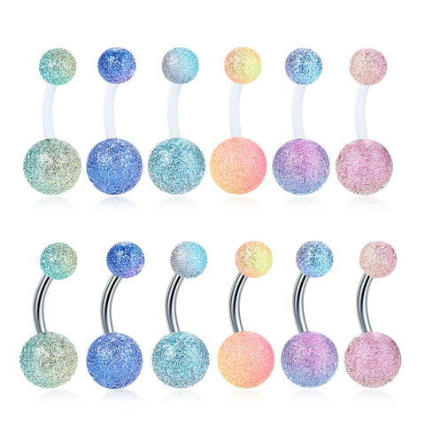 6Pcs/set Acrylic Belly Button Rings Belly Piercing Oreja 14G 316L Surgical Steel Navel Ring Nombril Piercing Body Jewelry 16G