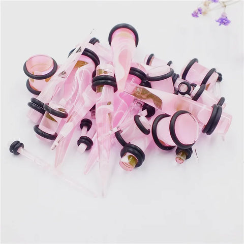 36pcs/lot Acrylic Ear Taper Expander Earleet Stretching Piercing Mix Color Ear Taper Plug Tunnels Gauges Body Jewelry Piercings