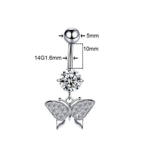 316L Surgical Steel 18 Styles Sexy Dangling Navel Belly Button Ring Oreja 14G Zircon Navel Ring for Women Body Piercing Jewelry