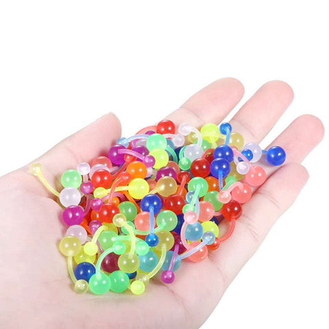 100Pcs/set Acrylic Belly Button Rings Glow In The Dark Belly Rings Punk Navel Piercing Ombligo Body Piercing Jewelry Mixed Color