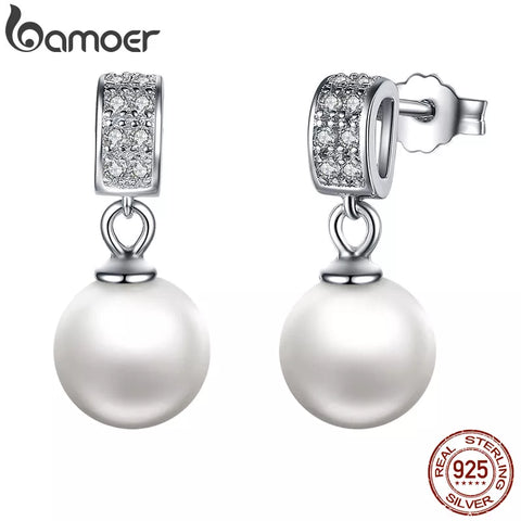 Drop Earrings Fine Jewelry Female Drop Earrings with Pearls Earrings 925 Sterling Silver Jewelry Mother's Day Gift SCE006