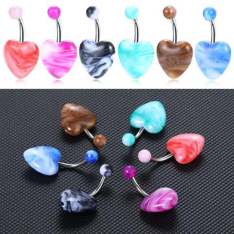 6Pcs/set Acrylic Belly Button Ring For Women Nombril Ombligo Navel Ring Surgical Steel Barbell Belly Ring Body Piercing Jewelry