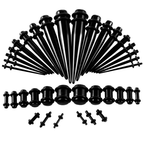 36Pcs/lot Acrylic Ear Gauge Taper Kit With Plug Double O-Ring Ear Stretching Kit Flesh Tunnel Expansion Piercing Body Jewelry