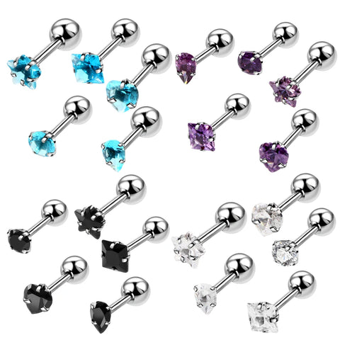 5Pcs/Lot 16G Steel Tragus Helix Cartilage Earrings Mixed Design Crystal Ear Earring Piercings Labret Stud Body Jewelry Piercing