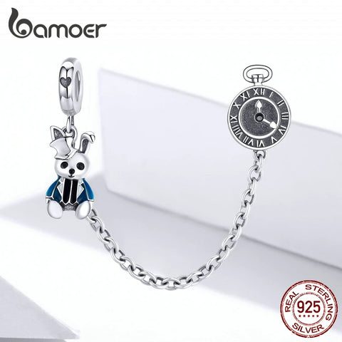 bamoer Magic Forest Adventure Collection Magical Rabbit and Clock Long Charm fit Original Bracelet not safety chain SCC1443
