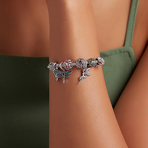 BAMOER Genuine 925 Sterling Silver Crystal Bee Crystal Charm fit Women Charm Bracelets DIY Jewelry Girlfriend Gift SCC821