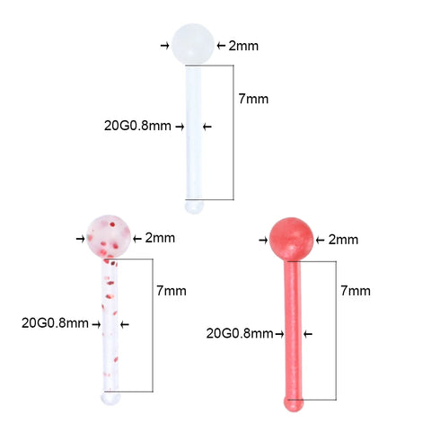 8Pcs/set Acrylic Nose Stud Glow in Dark Nose Piercing Ring L Shape Nostril Jewelry 20G Nostril Earrings Body Piercing Jewelry