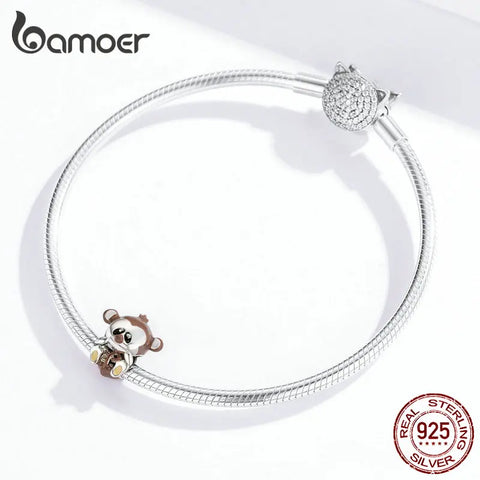 bameor Lovely Monkey Animal Charm for Original Silver Snake Bracelet 925 Sterling Silver Beads Luxury European Jewelry BSC125