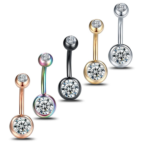 1Pc Surgical Steel Navel Piercing Crystal Rhinestone Belly Button Rings Navel Rings Ombligo 5/8mm Ball Nombril Piercing Jewelry