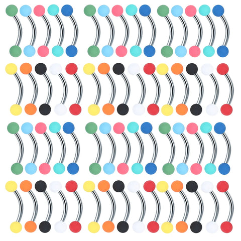60Pcs/set Acrylic Ball Eyebrow Piercing Steel Curved Barbell Lip Ring Snug Daith Helix Rook Earring Cartilage Tragus Jewelry 16G