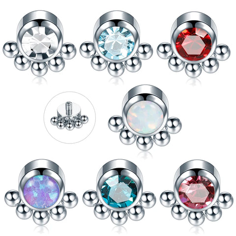 1Pc Surgical Steel Micro Dermal Piercings Dermal Anchor Round CZ Crystal Top Piercings Skin Diver Piercing Sexy Body Jewelry