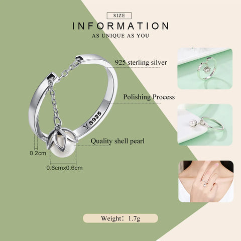 BAMOER Genuine 925 Sterling Silver Tears Of Flowers Dangle Open Finger Rings for Women Luxury Sterling Silver Jewelry SCR165