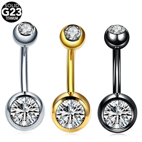 1Pc Titanium Piercing Navel Single Crystal Rhinestone Belly Button Rings Navel Piercing Ombligo 5/8mm Ball Navel Earring 14G
