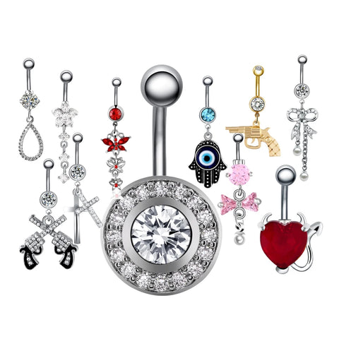 1PC Surgical Steel Belly Button Ring Crystal Navel Piercing Belly Button Piercings Earring for Navel Sexy Body Piercing Jewelry