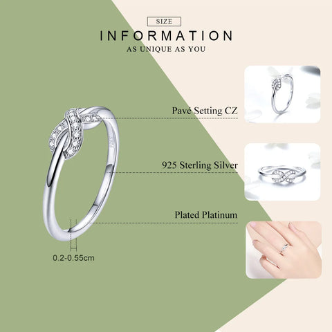 BAMOER Hot sale 925 Sterling Silver Infinity Love Infinite Clear CZ Rings for Women Engagement Wedding Jewelry SCR494