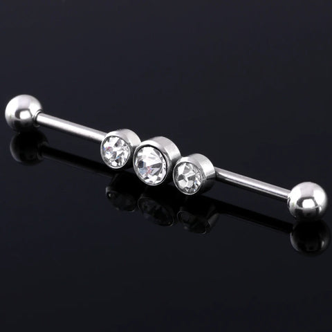 1PC Steel Crystal Industrial Piercing Cartilage Earrings Ear Industrial Barbell Piercing Bar Barbell Orelha Body Jewelry