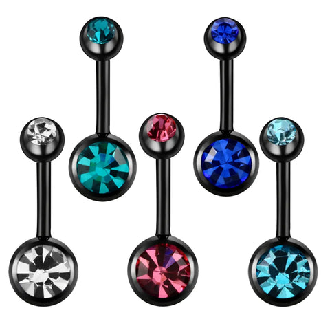 5 Color Belly Button Rings Crystal Surgical Steel Body Jewelry Belly Piercing Rings Sexy Real Navel Piercing Ombligo Pircing