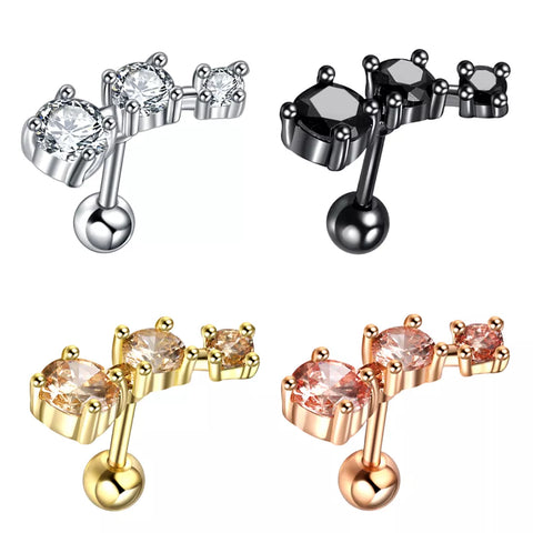 1Pc Stainless Steel Zircon Ear Piercing Helix Piercing Cartilage Ear Stud Tragus Body Pircing Jewelry