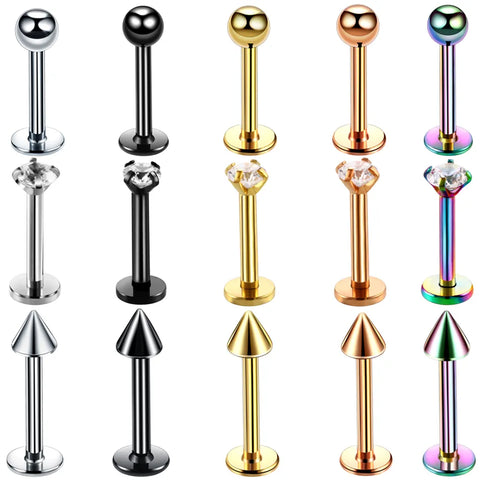 1Pc Surgical Steel Zircon Ear Cartilage Tragus Helix Piercing Labret Lip Studs Ring Internally Thread Body Jewelry 16G