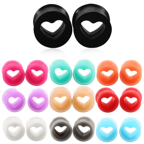 2pcs/lot Silicone Ear Gauge Ear Plugs and Tunnels Ear Piercings Heart  Ear Stretcher Expanders Earrings Body Jewelry Piercings
