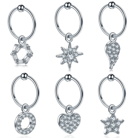 6 Style Steel Ear Piercing Dangle Earring Crystal Zircon Earrings Brincos Jewelry Statement Girl Gift Women Fashion Jewelry 20G