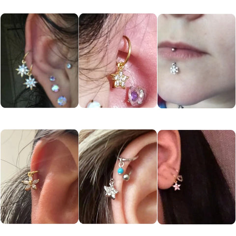 1Pc Valentine's Day Gift Stainless Steel Ear Stud Piercing Crystal Daith Earrings For Woman Ear Piercing Fashion Body Jewelry