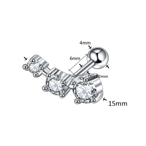 1Pc Stainless Steel Zircon Ear Piercing Helix Piercing Cartilage Ear Stud Tragus Body Pircing Jewelry