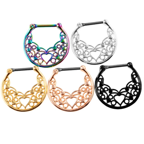 1PCS Fake Nose Ring Classical Designs Plated Round Septum Piercing Clicker Faux Clip Non Body Hoop For Women Wholesale Jewelry