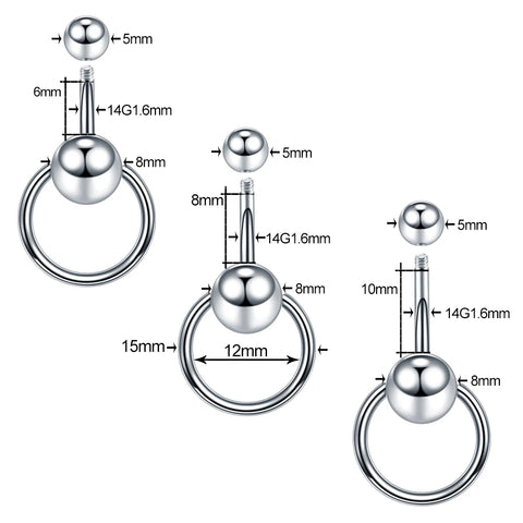 1PC Steel Navel Piercings Double Ball Belly Button Piercings Dangle Earrings  Belly Piercings Ombligo Body Jewelry