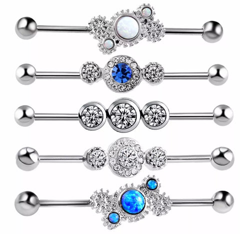 1PC Steel Crystal Industrial Piercing Cartilage Earrings Ear Industrial Barbell Piercing Bar Barbell Orelha Body Jewelry