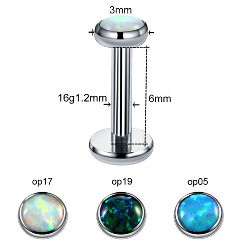 1Pc Titanium Opal Labret Nose Piercing Nose Septum Rings Clip on Earrings Tongue Lip Ring Micro Dermal Anchor Body Jewelry