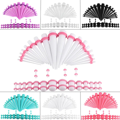36pcs/lot Acrylic Ear Gauges Taper and Plug Stretching Kits Mix Color Flesh Tunnel Plug Expansion Body Piercing Jewelry 14G-00G
