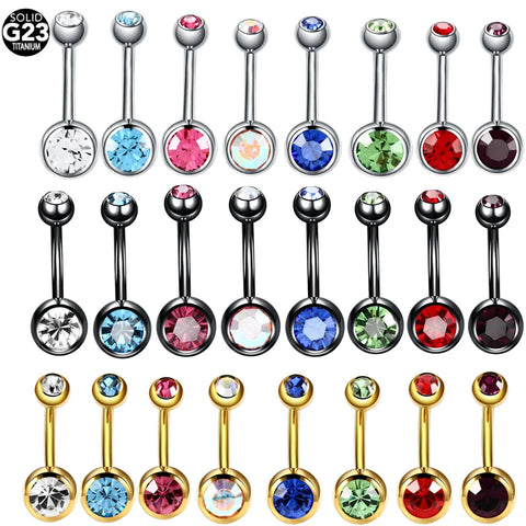 New Sexy G23 Titanium Belly Button Rings Navel Piercing Jewelry 14G Glitter Ombligo Nombril Body Pircing Jewelry For Women