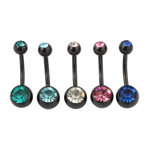 5 Color Belly Button Rings Crystal Surgical Steel Body Jewelry Belly Piercing Rings Sexy Real Navel Piercing Ombligo Pircing
