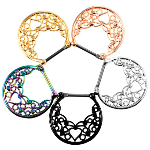 1PCS Fake Nose Ring Classical Designs Plated Round Septum Piercing Clicker Faux Clip Non Body Hoop For Women Wholesale Jewelry