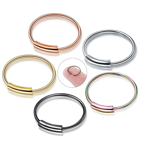 1Pc Surgical Steel Nose Hoop Nose Ring Stud Punk Style Body Piercing Jewelry Lip Cartilage Tragus Helix Ear Piercing 6/8/10mm