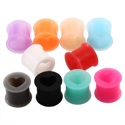 2pcs/lot Silicone Ear Gauge Ear Plugs and Tunnels Ear Piercings Heart  Ear Stretcher Expanders Earrings Body Jewelry Piercings