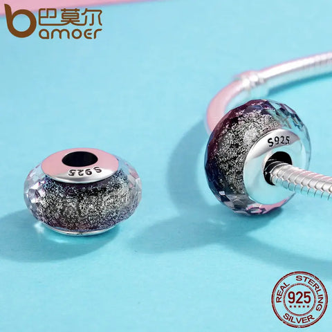 BAMOER High Quality 925 Sterling Silver European Pattern Murano Glass Charm Beads fit Women Bracelets & Bangles Jewelry SCZ061
