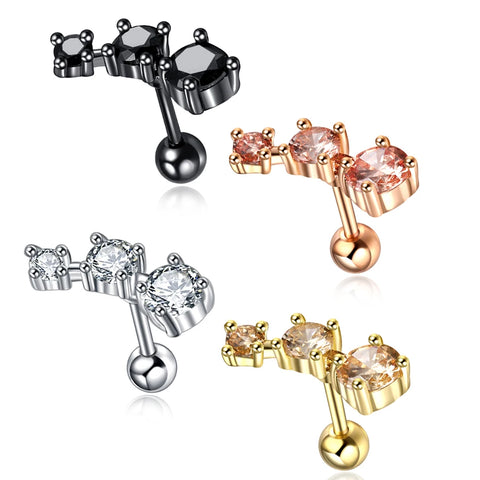 1Pc Stainless Steel Zircon Ear Piercing Helix Piercing Cartilage Ear Stud Tragus Body Pircing Jewelry